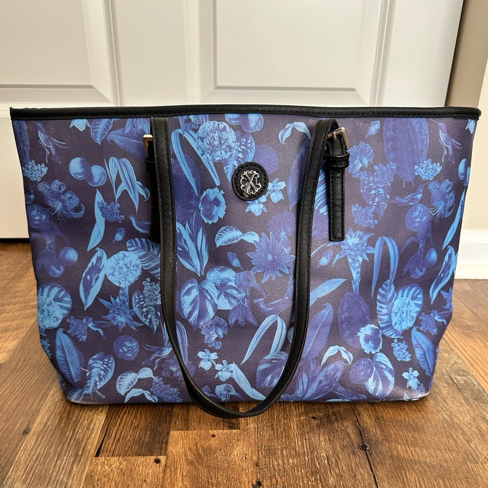 Christian Lacroix Liliane Tropical Print Faux Leather Tote